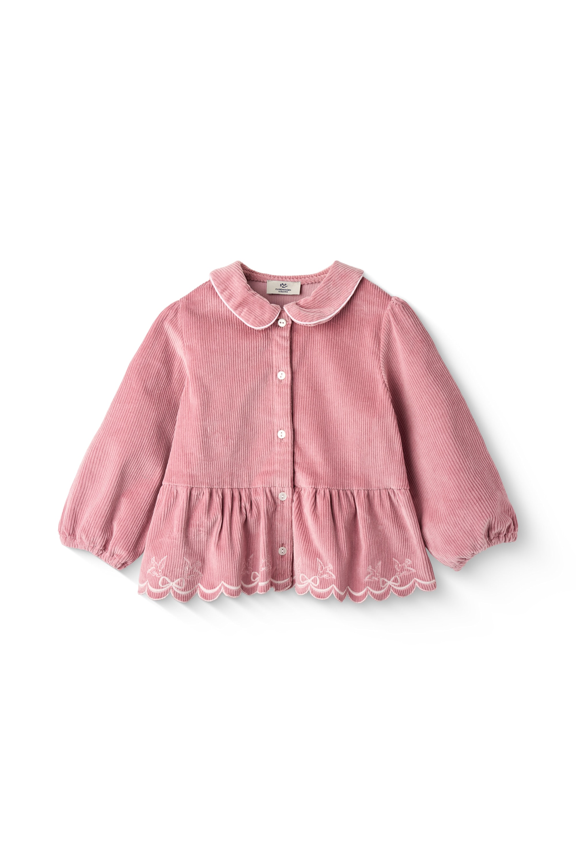 Corduroy Blouse W. Emb. Rose