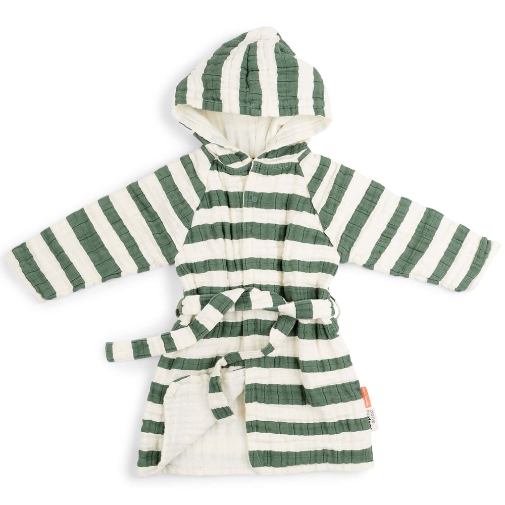 Bathrobe GOTS Stripes Green