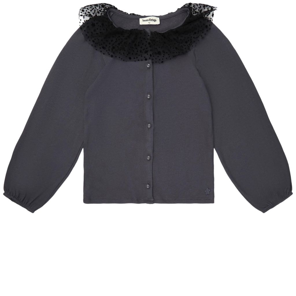 Tulle Stars Blouse Dark Grey