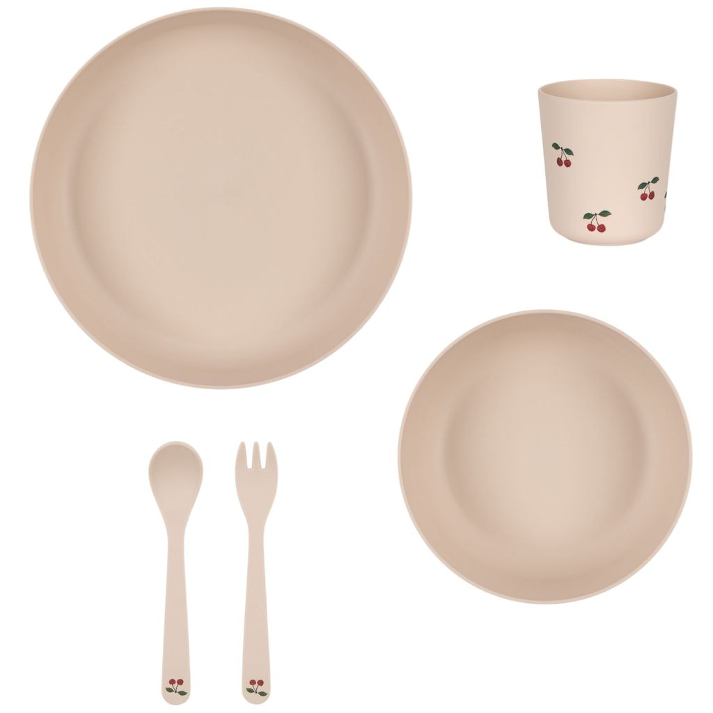 Pla Dinner Set With Cherry Print Pink