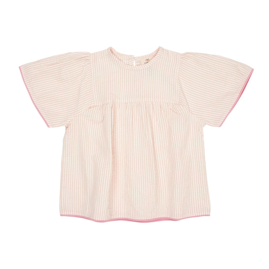 GOTS Bäckebölja-blus Dusty Rose Cream Stripe