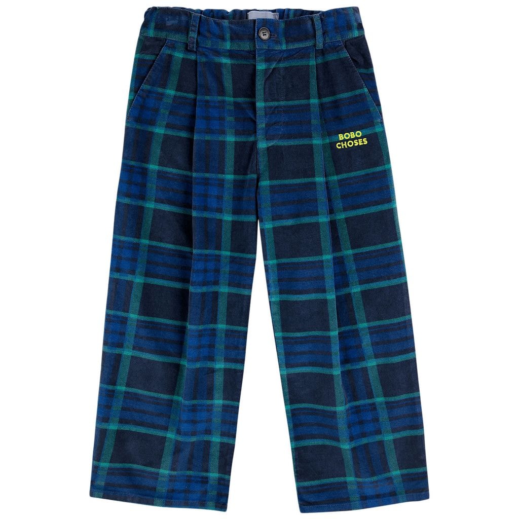 Check Velvet Straight Pants Midnight Blue
