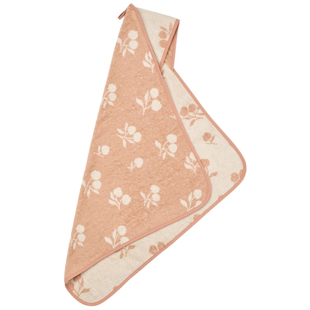 GOTS Alba Babyhåndklæde Med Hætte Peach Sea Shell