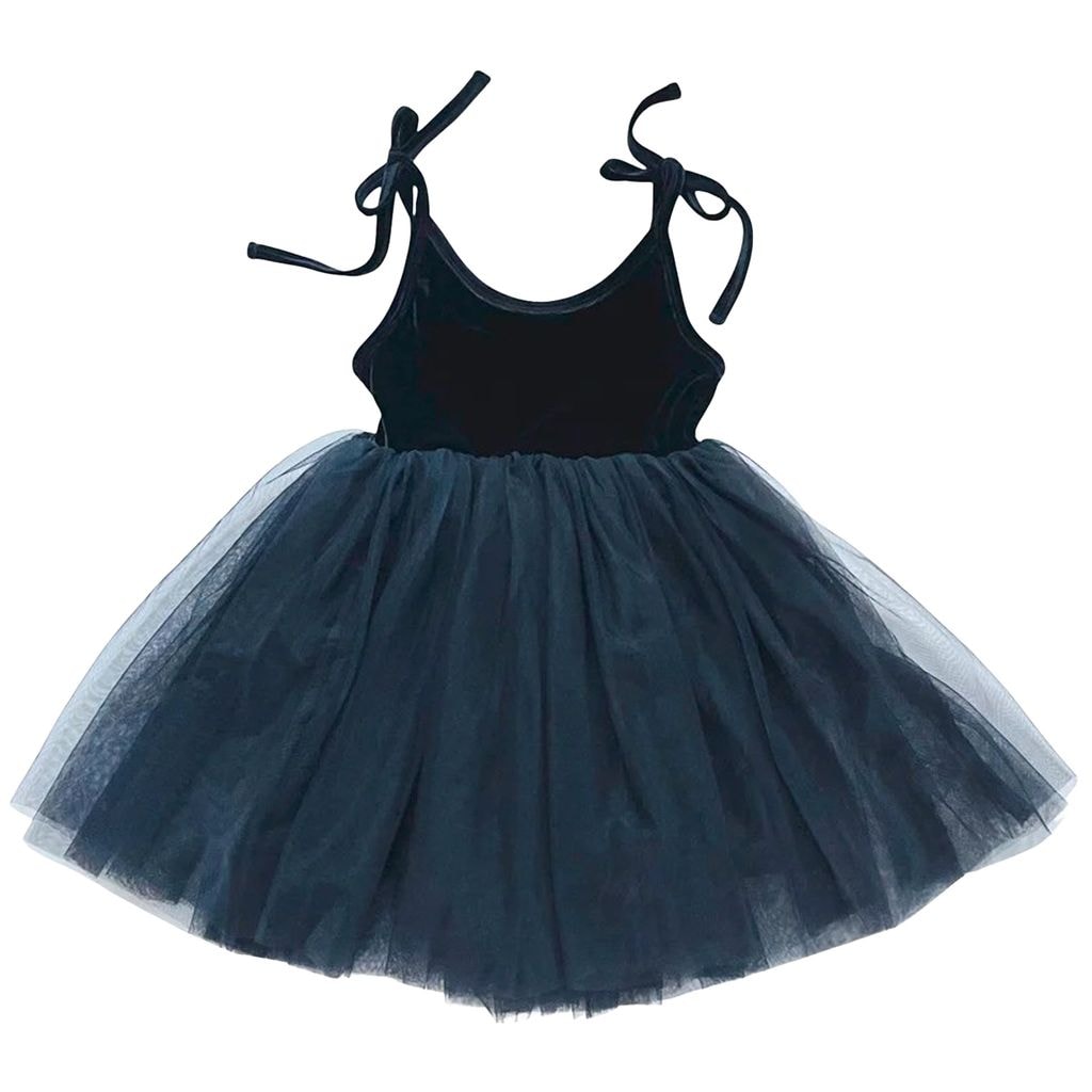Velvet Tutu Dress with Cosmic Strings in Black