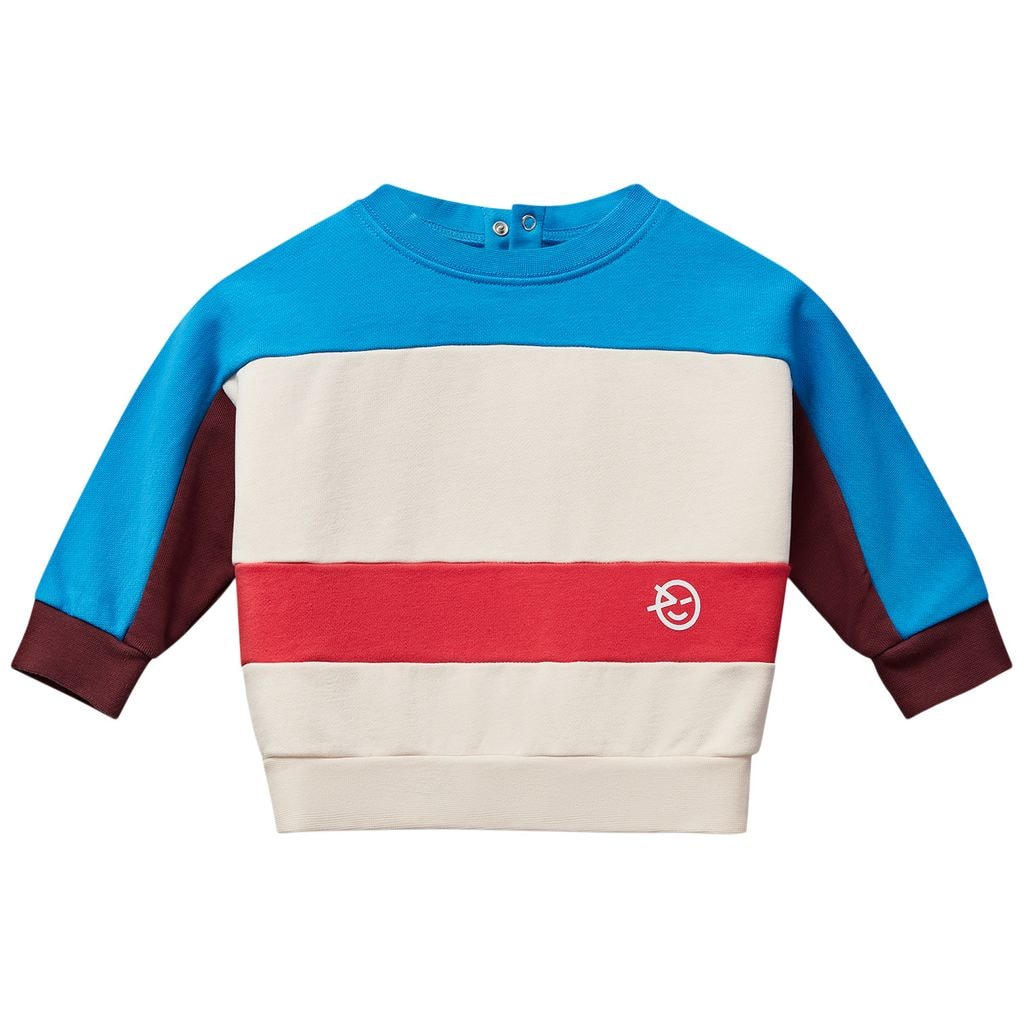 Mini Keel Genser Ecru Blue Red