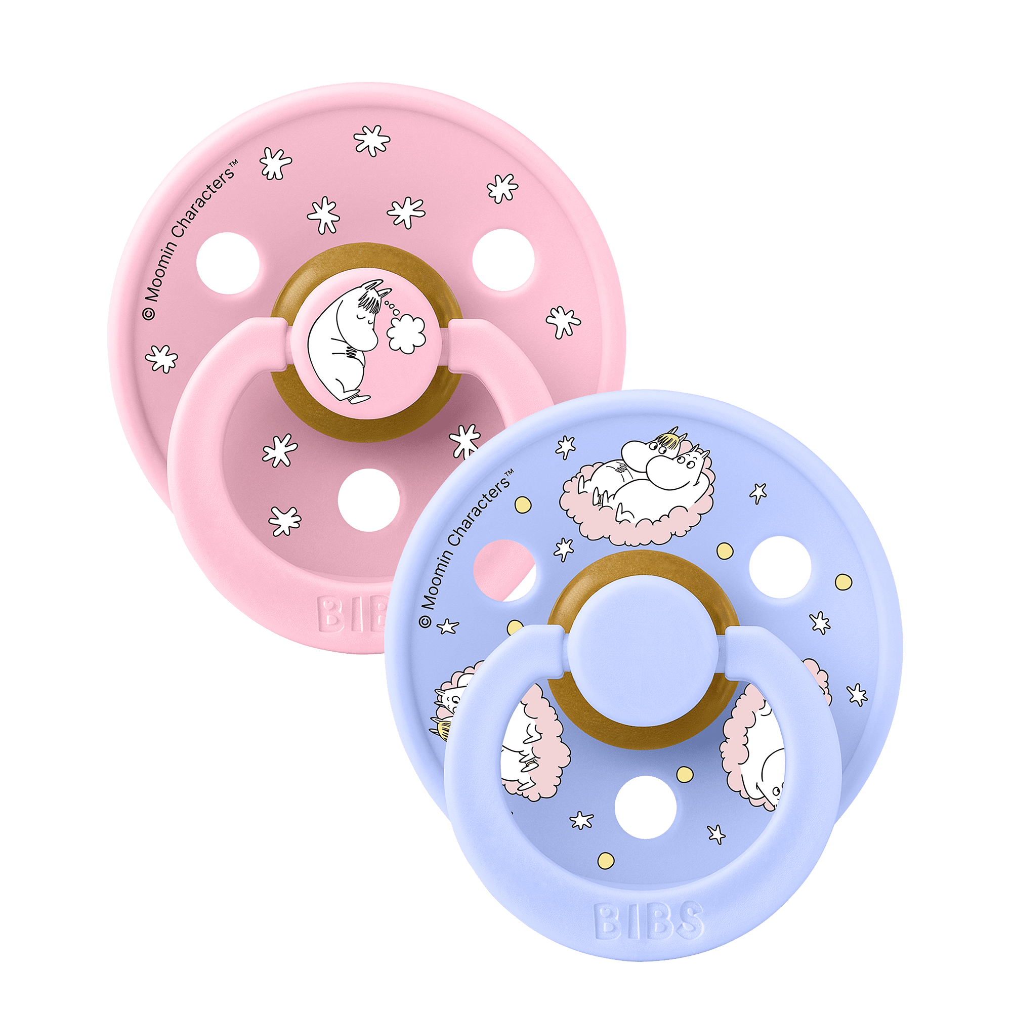 Bibs X Moomins Dreaming 2-pack Nappar Av Latex Hush Baby Pink 