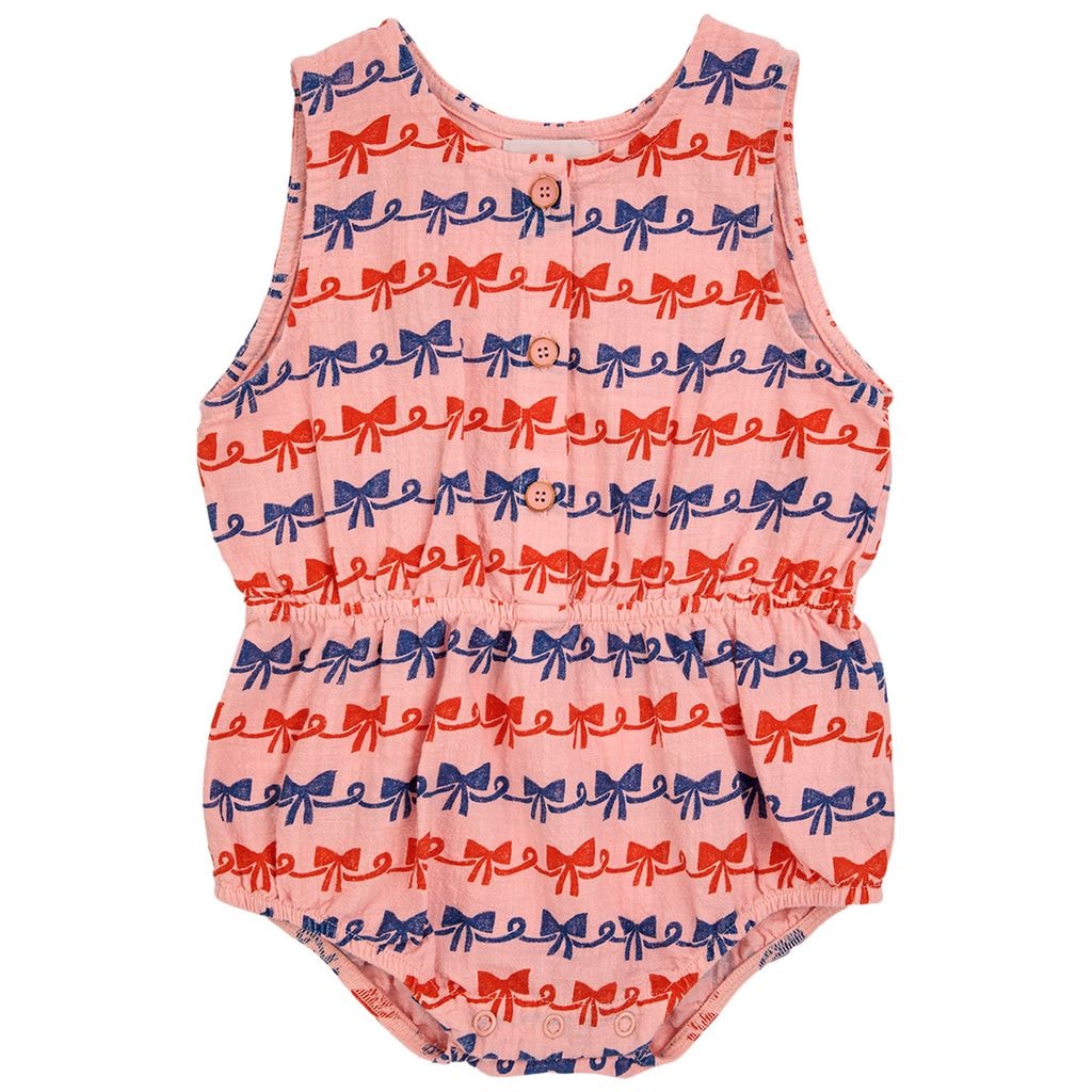Ribbon Bow Romper Pink