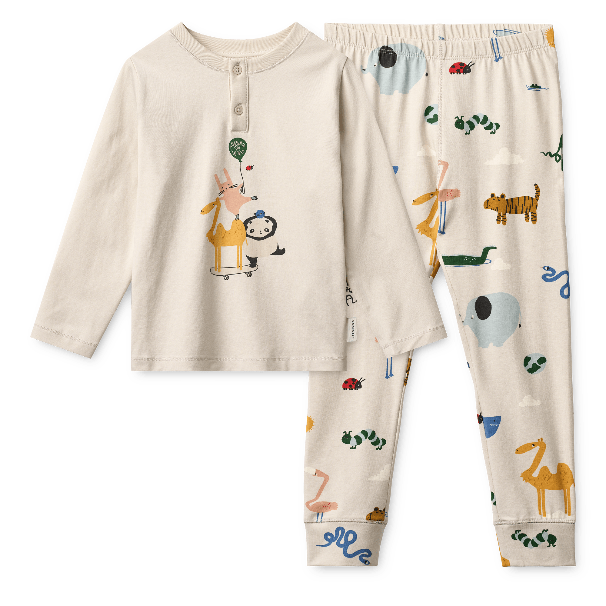 GOTS Wilhelm Pyjamas Med Mönster Around The World / Sandy 