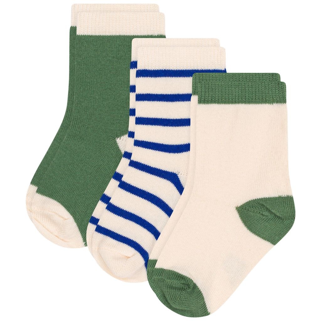 Stripy 3-pack Bomullsstrumpor Green