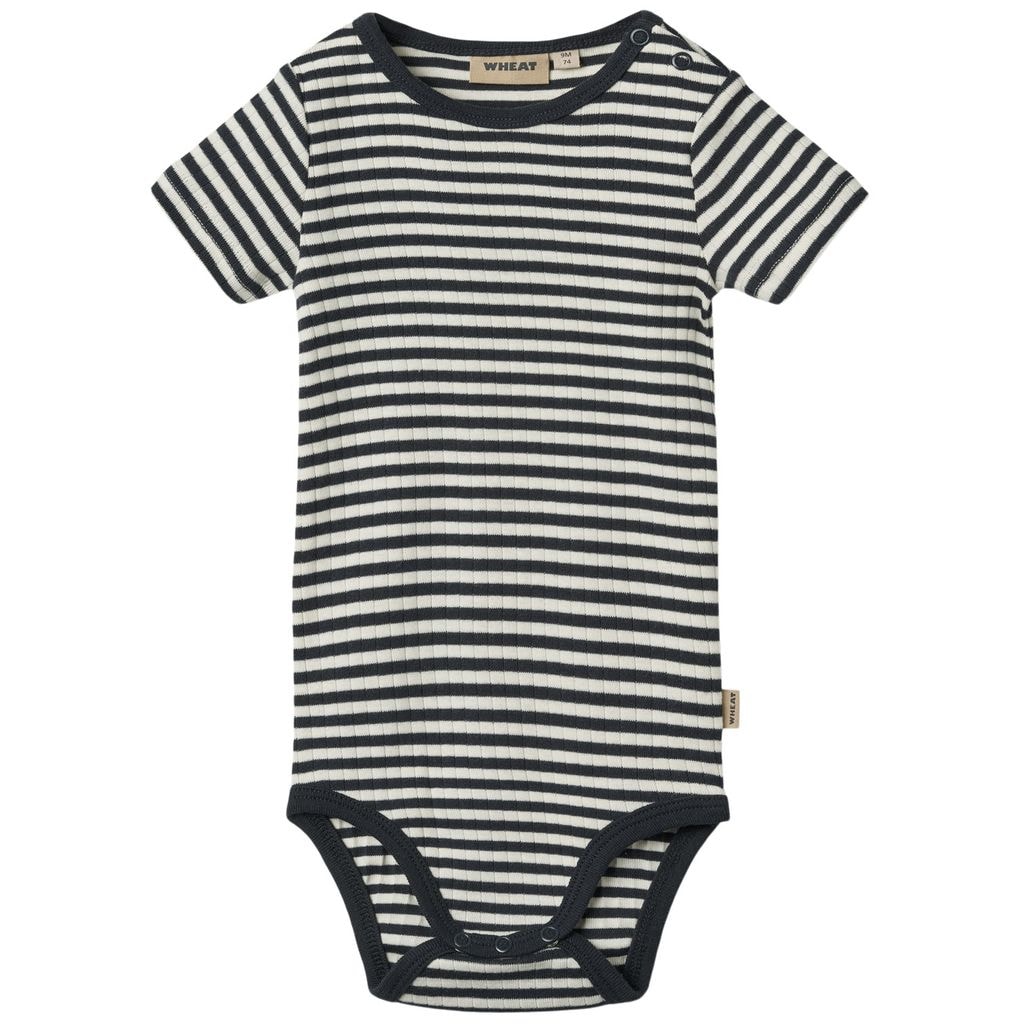 GOTS Edvald Baby Body Navy Rib Stripe