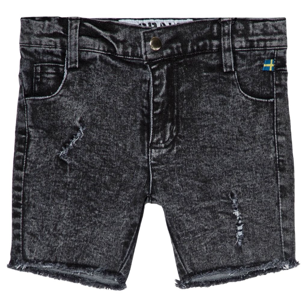 Stone Wash Denim Short Gråt