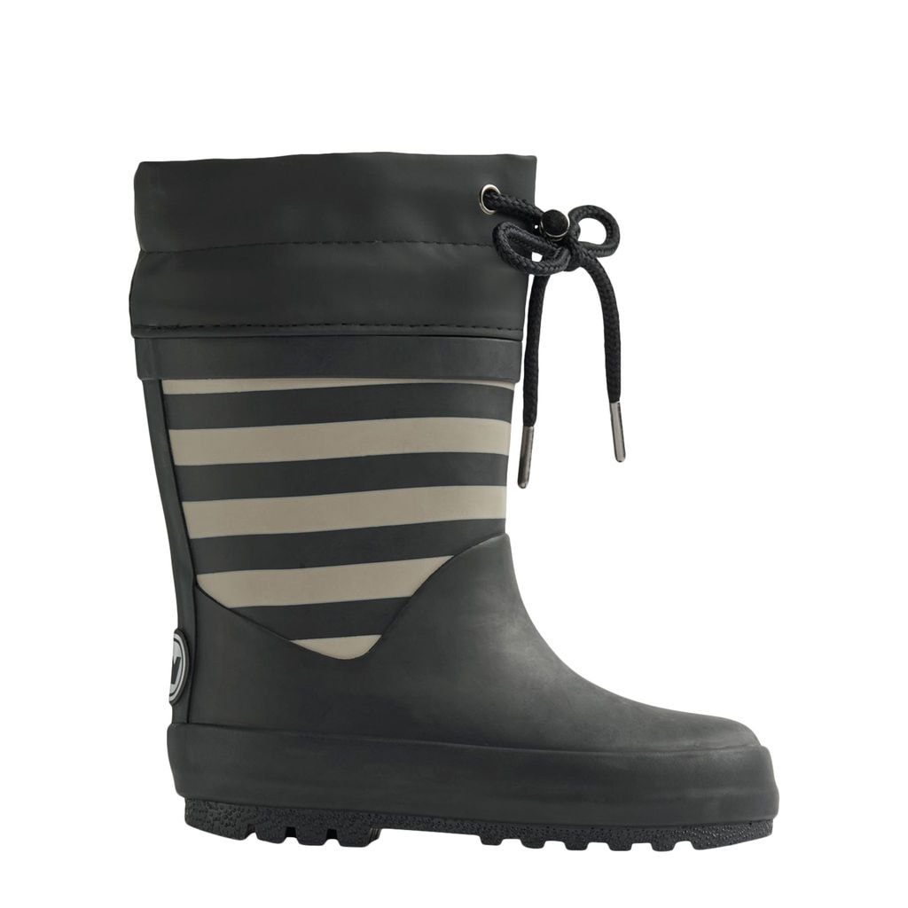 Striped Lined Rain Boots Black