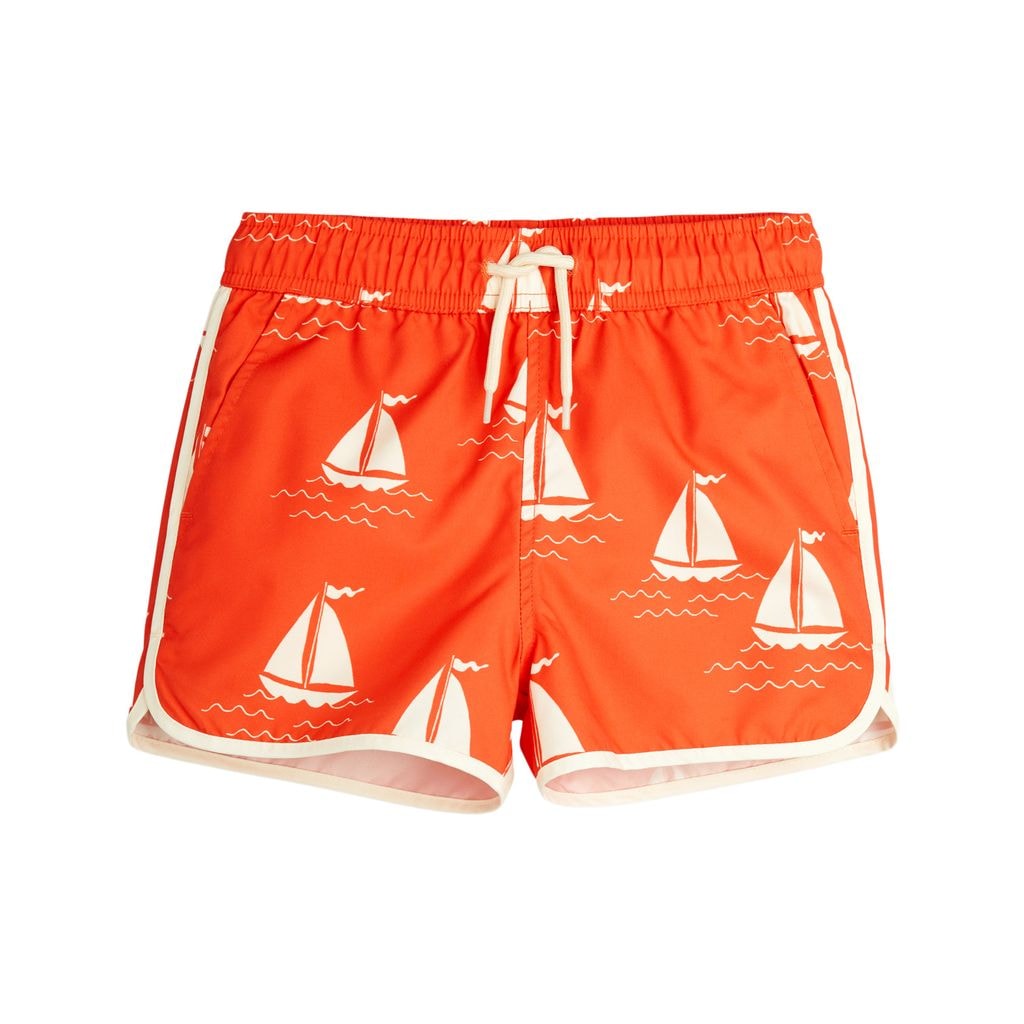 Sailing Boats Aop Swim Shorts Red