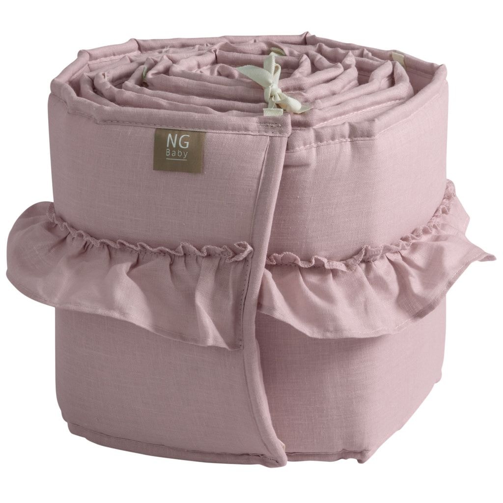 Bumper Vugge Lin Med Ruffle Rose