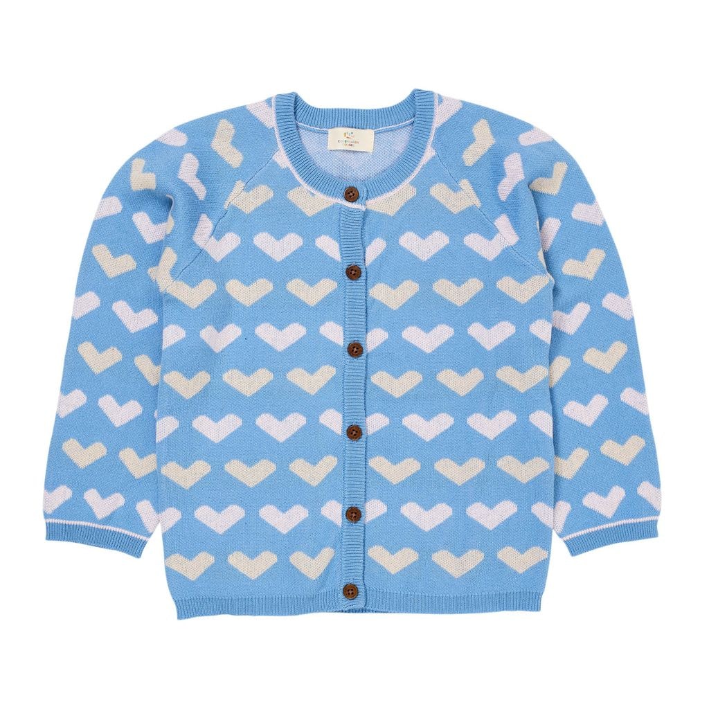 Heart Knitted Cardigan Sky Blue