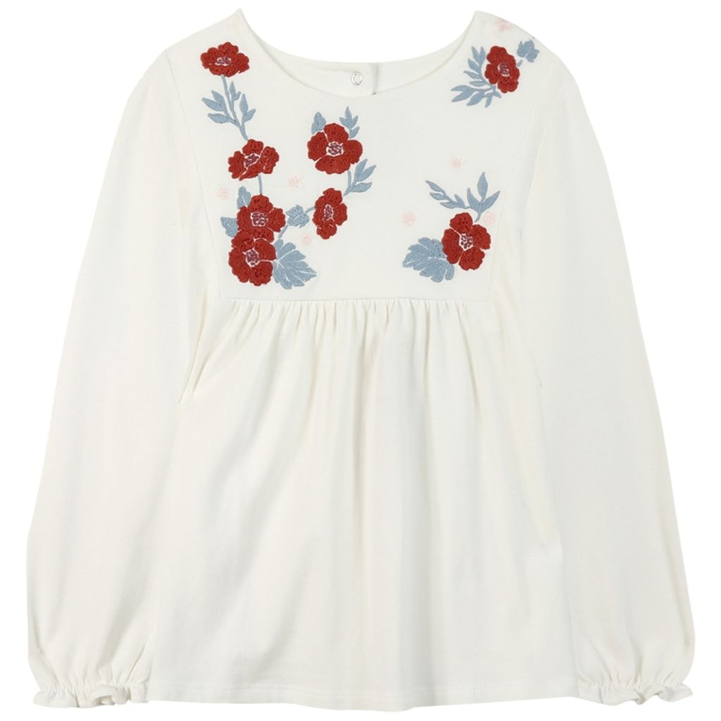Cream Blouse Flower Embroidery