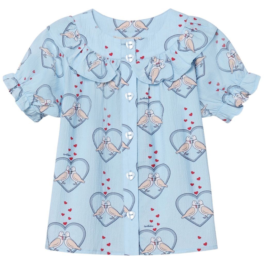 Colombe Kortärmad Blus Dream Blue Aop