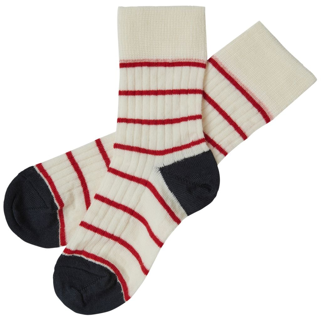 2-Pack Thin Striped Socks Ecru