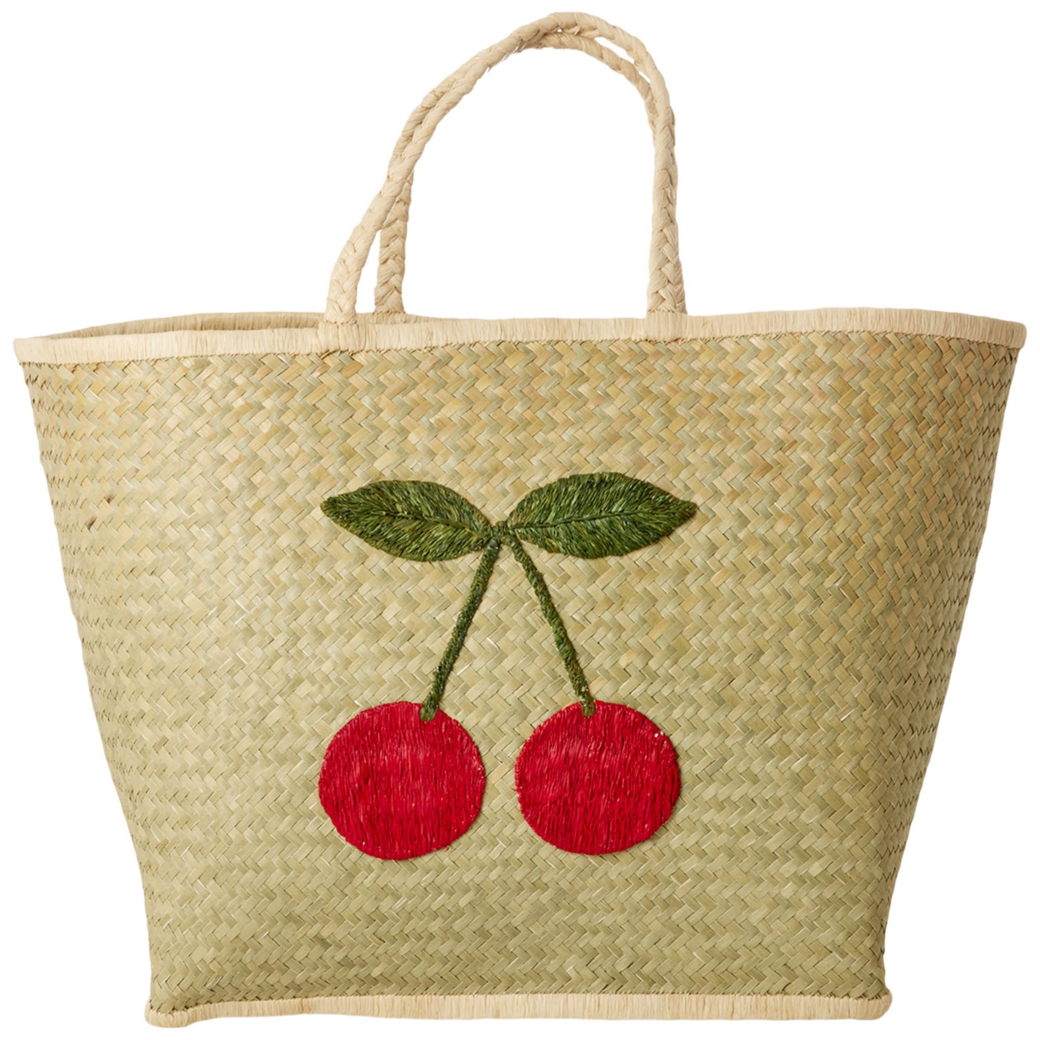 Large Raffia-taske Big Cherry Embroidery