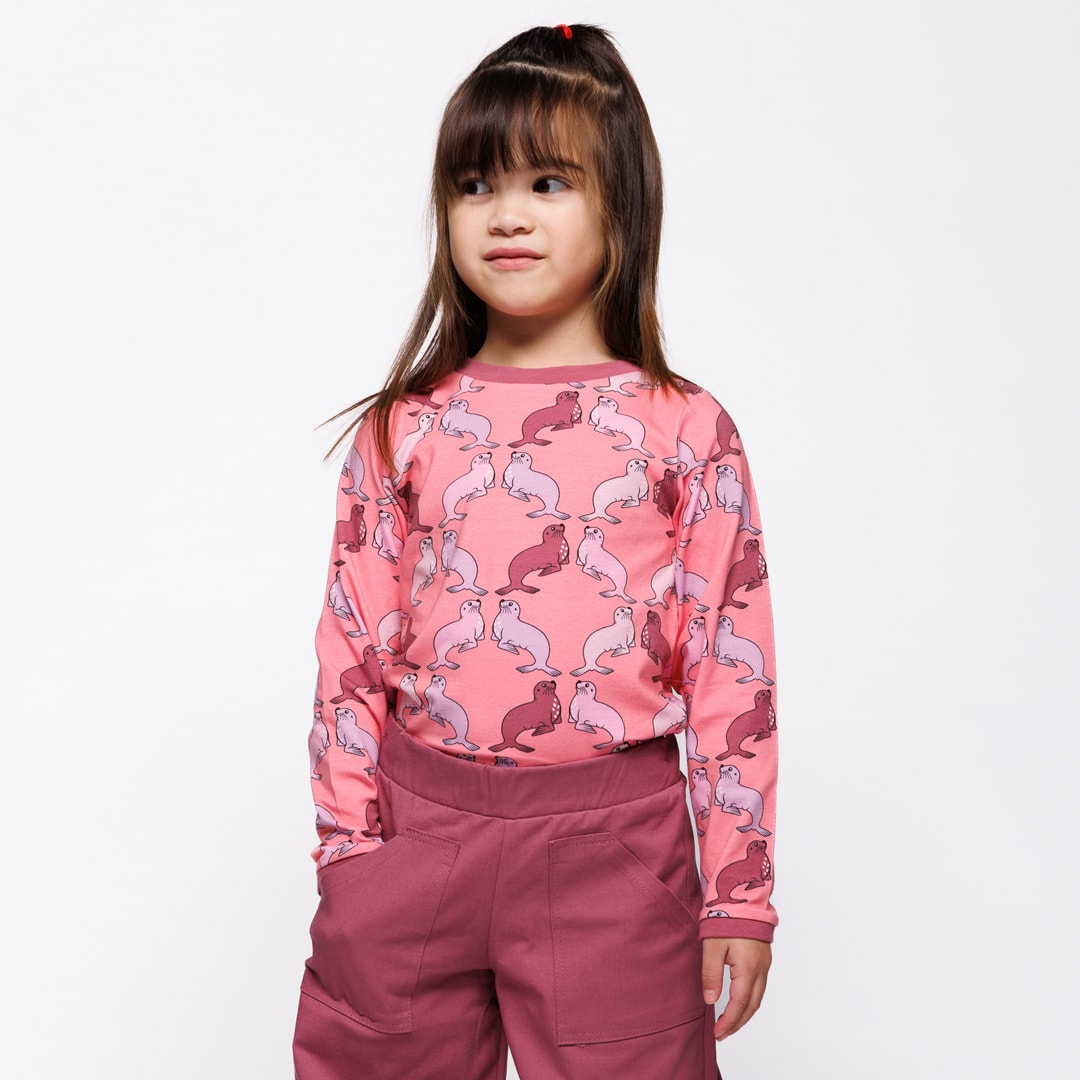 Elstar Långärmad Topp Med Sjölejon Rosa Mauve Rose