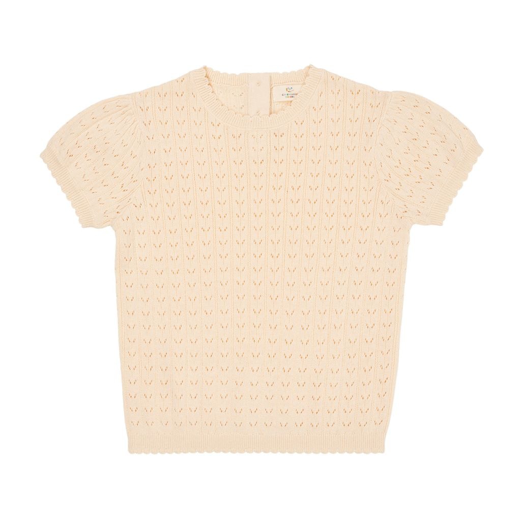 Knitted Pointelle Blouse Cream