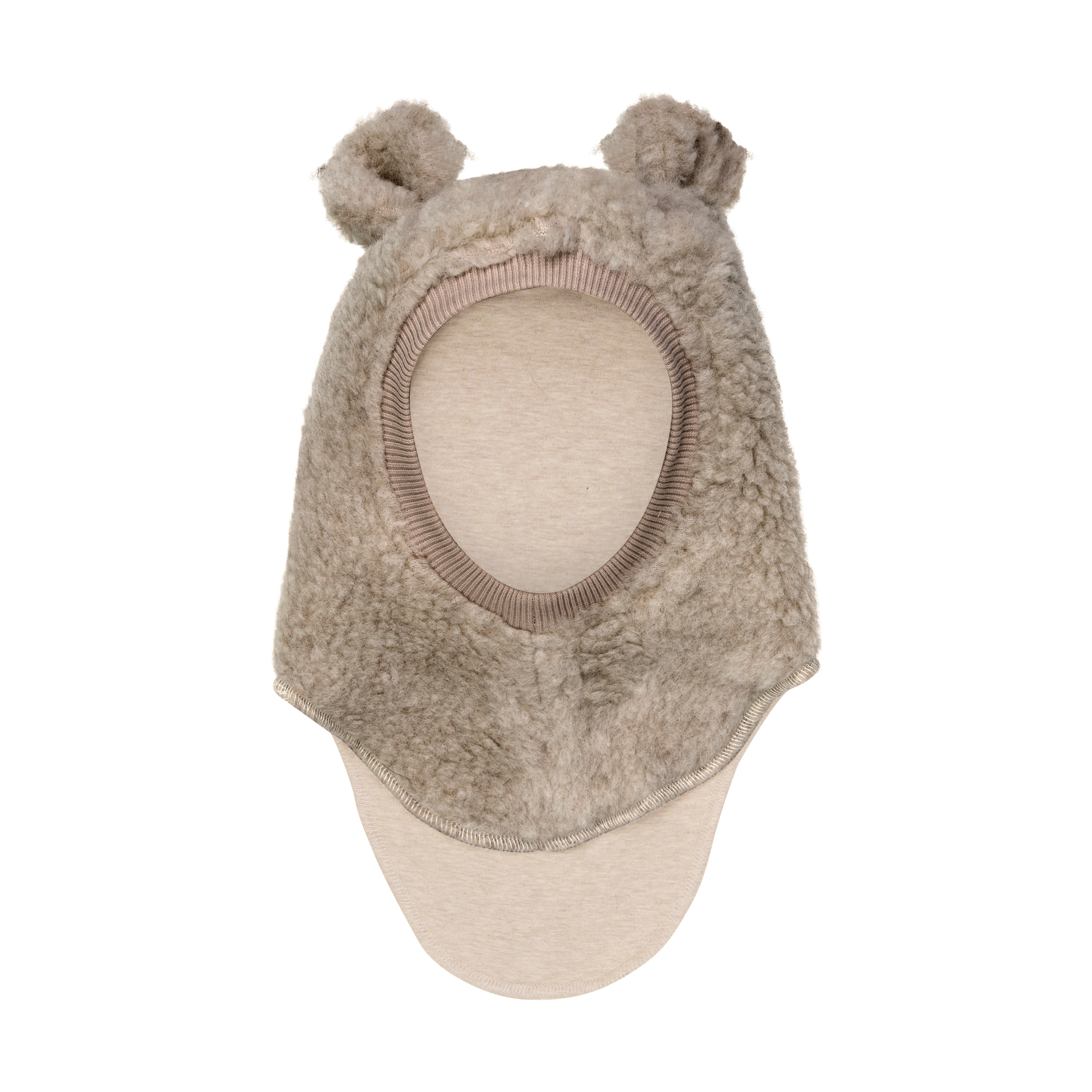 Balaclava Ears Wool Teddy Camel Melange