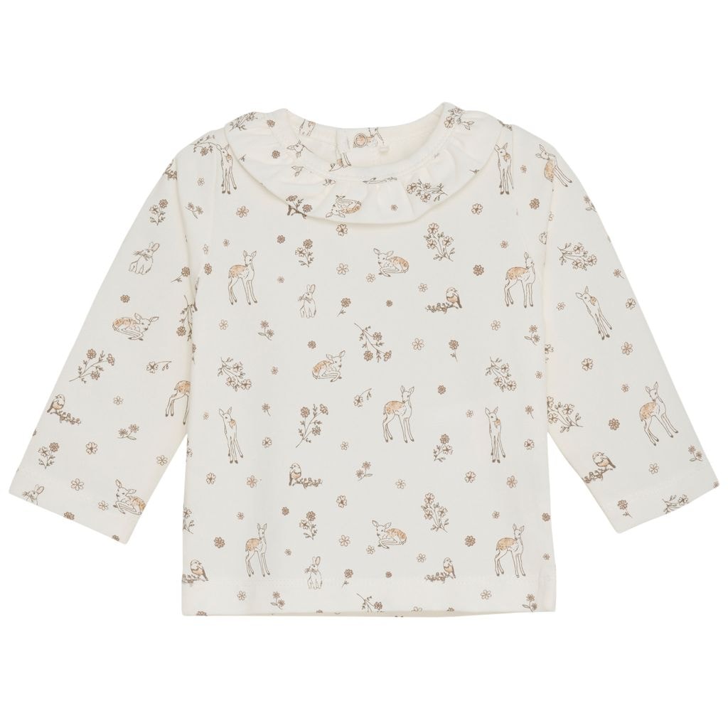 GOTS Printed Long Sleeved T-Shirt Silver Peony