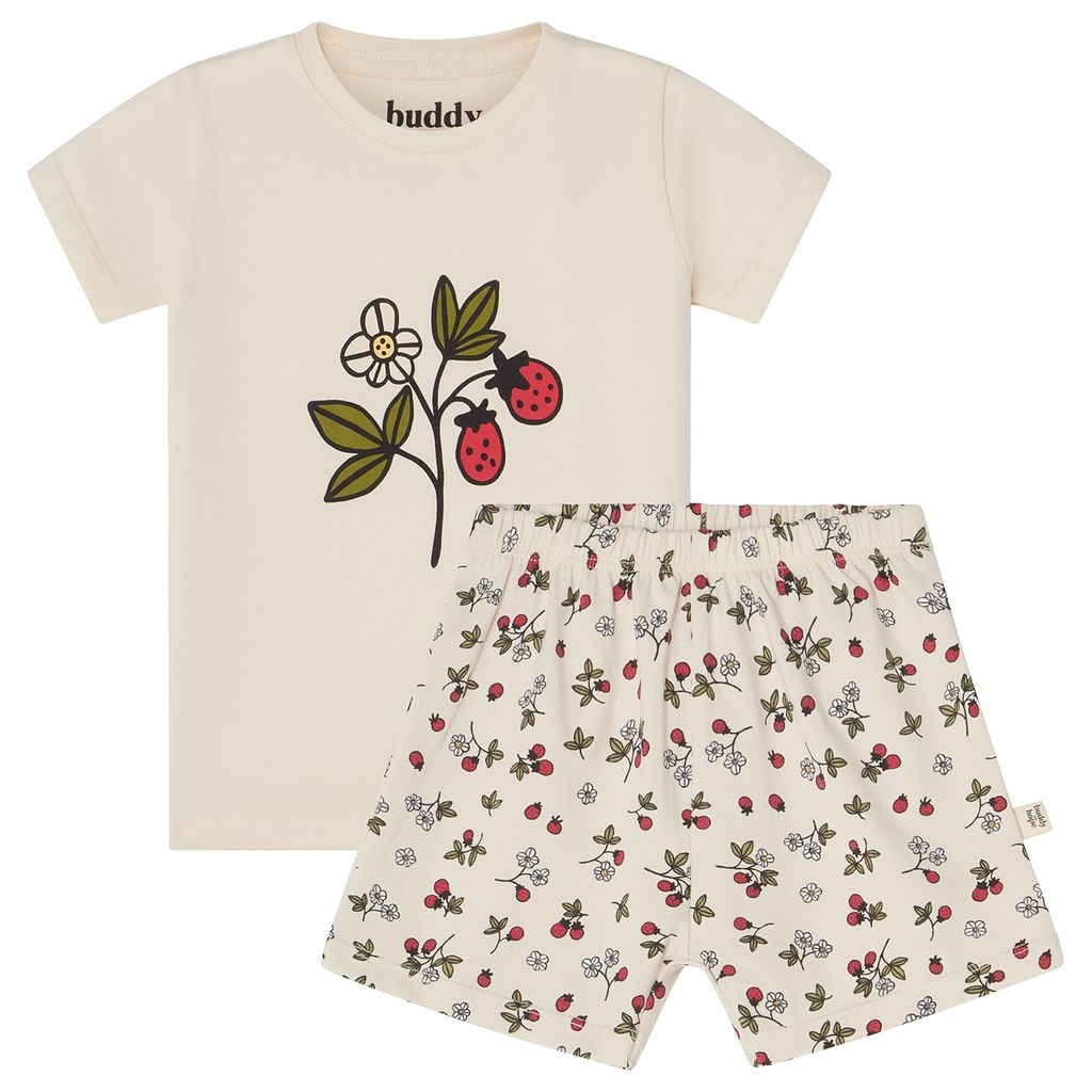 Molly GOTS Painettu Pyjama Wild Strawberry