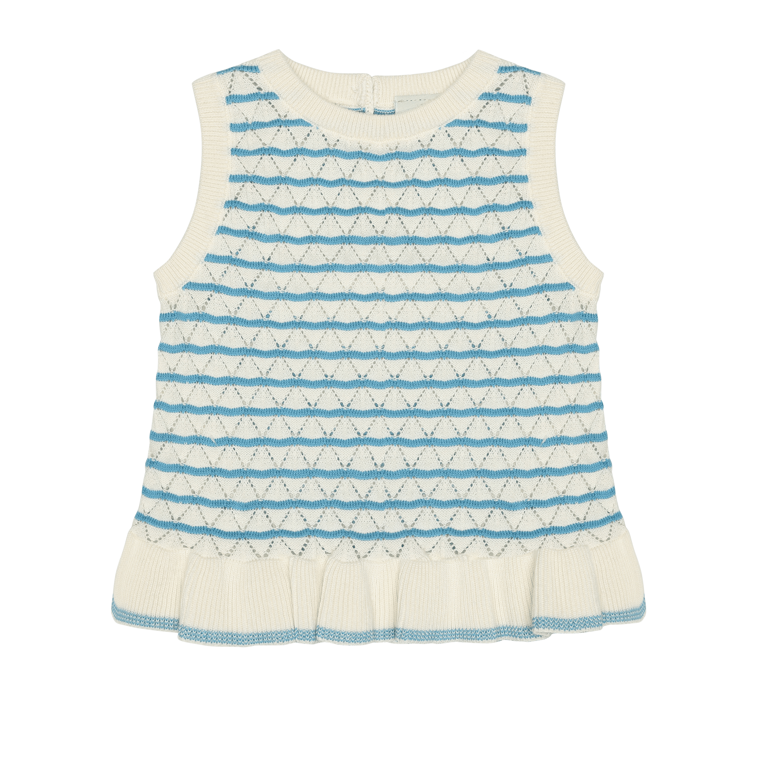 Baby Pointelle Top Ecru/ Sea 