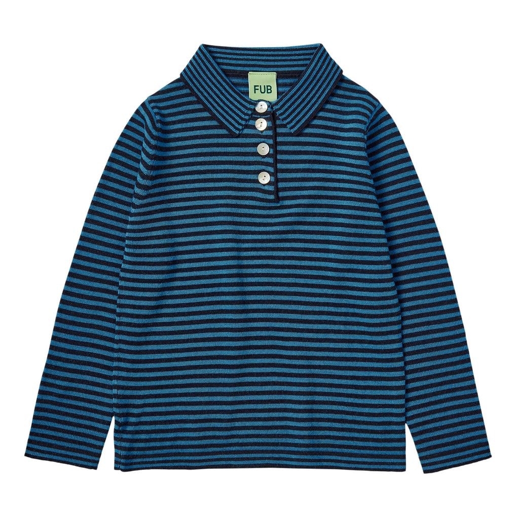 Striped Polo Blouse Dark Navy/Deep Sky