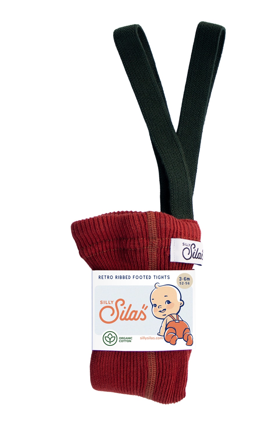 GOTS Cotton Tights With Braces Maple Leaf With Dark Forest Green 