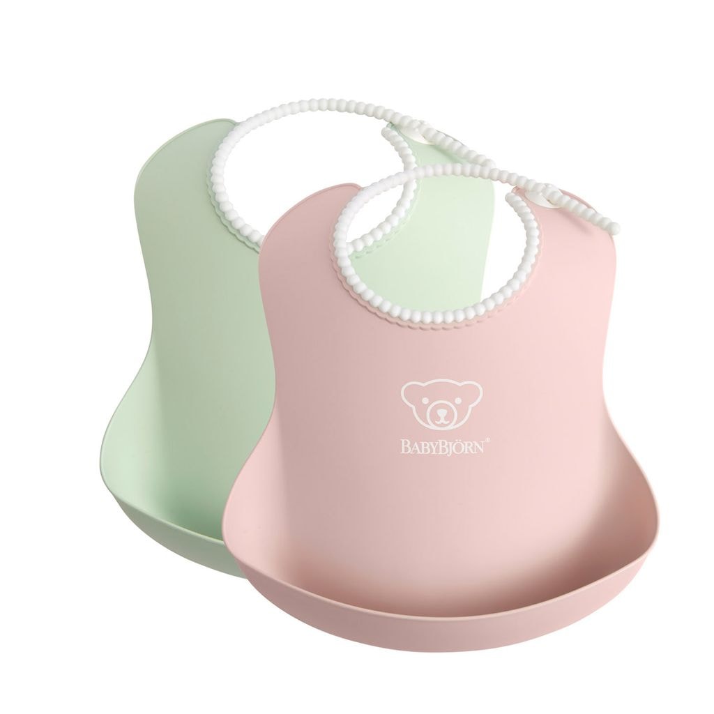 2-Pakkaus Vauvan Ruokalappu Powder Pink/Powder Green