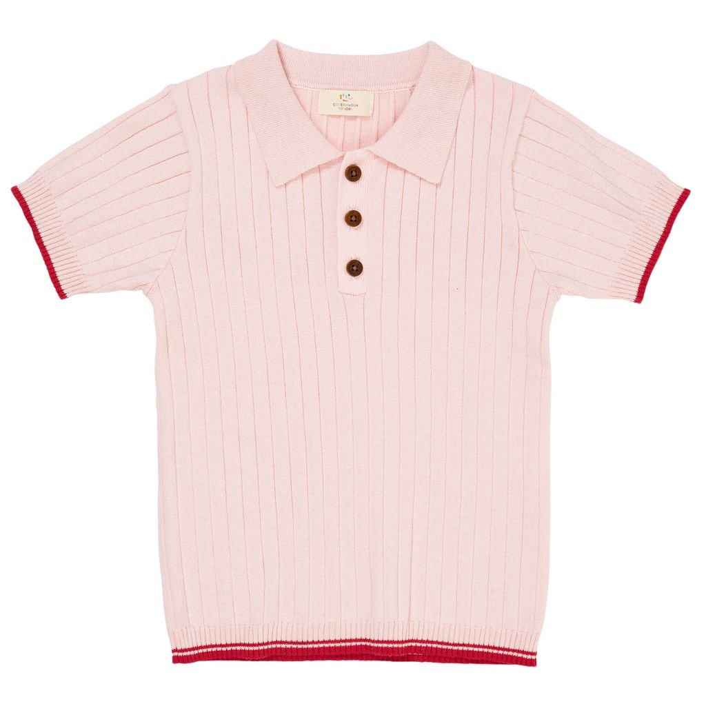 GOTS Rib Knitted Polo Shirt Ballerina Berry