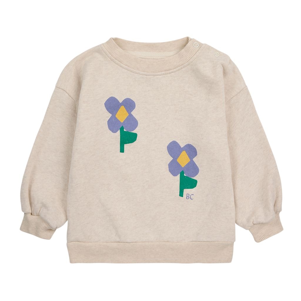 Pansy Flower Baby Sweatshirt Off-white