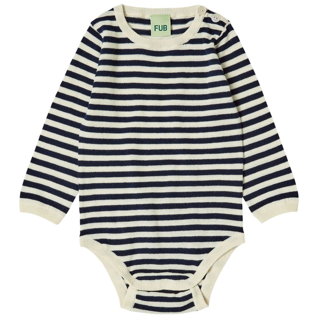 Stripete Baby Body Ecru/Dark Navy