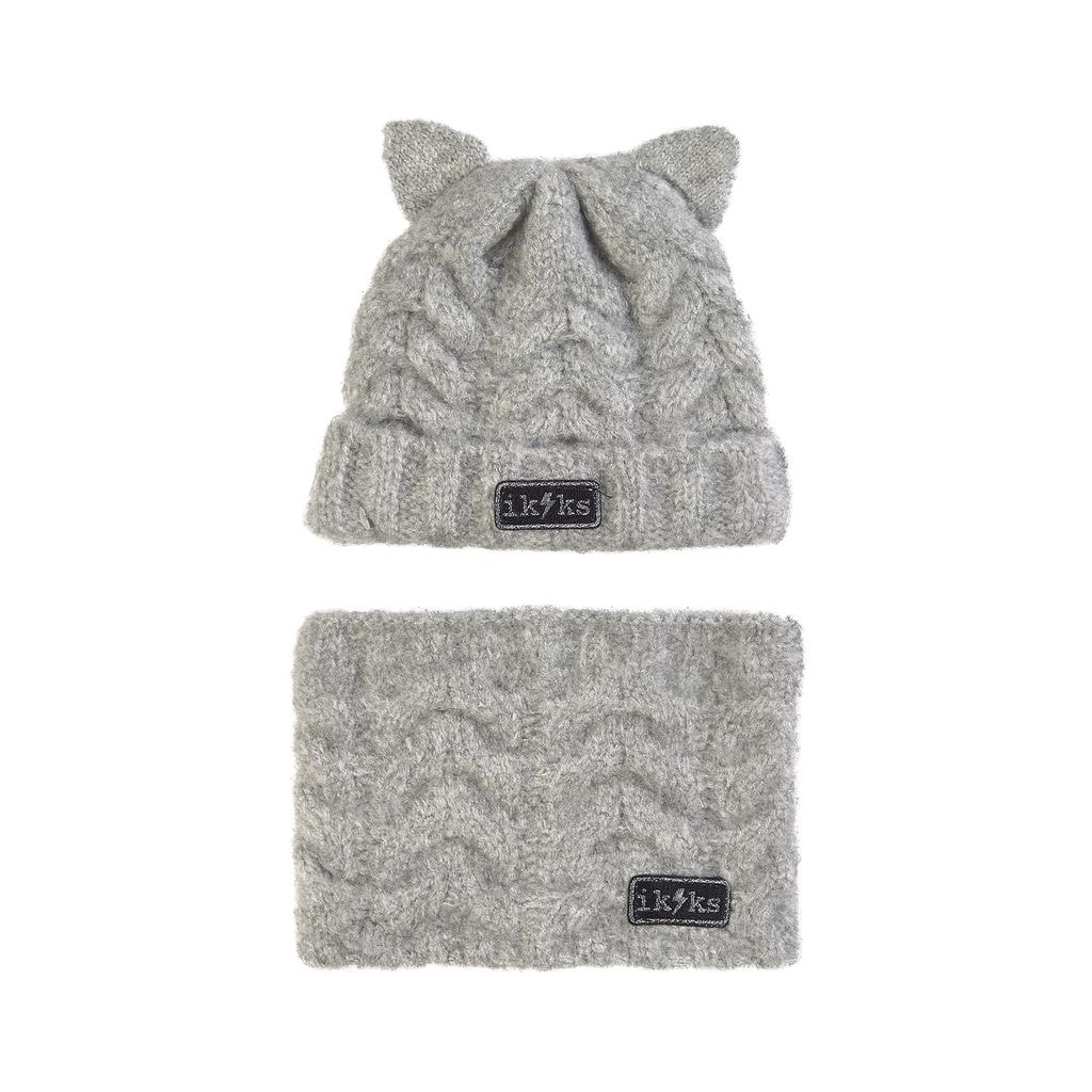 Scarf Beanie Set Gray