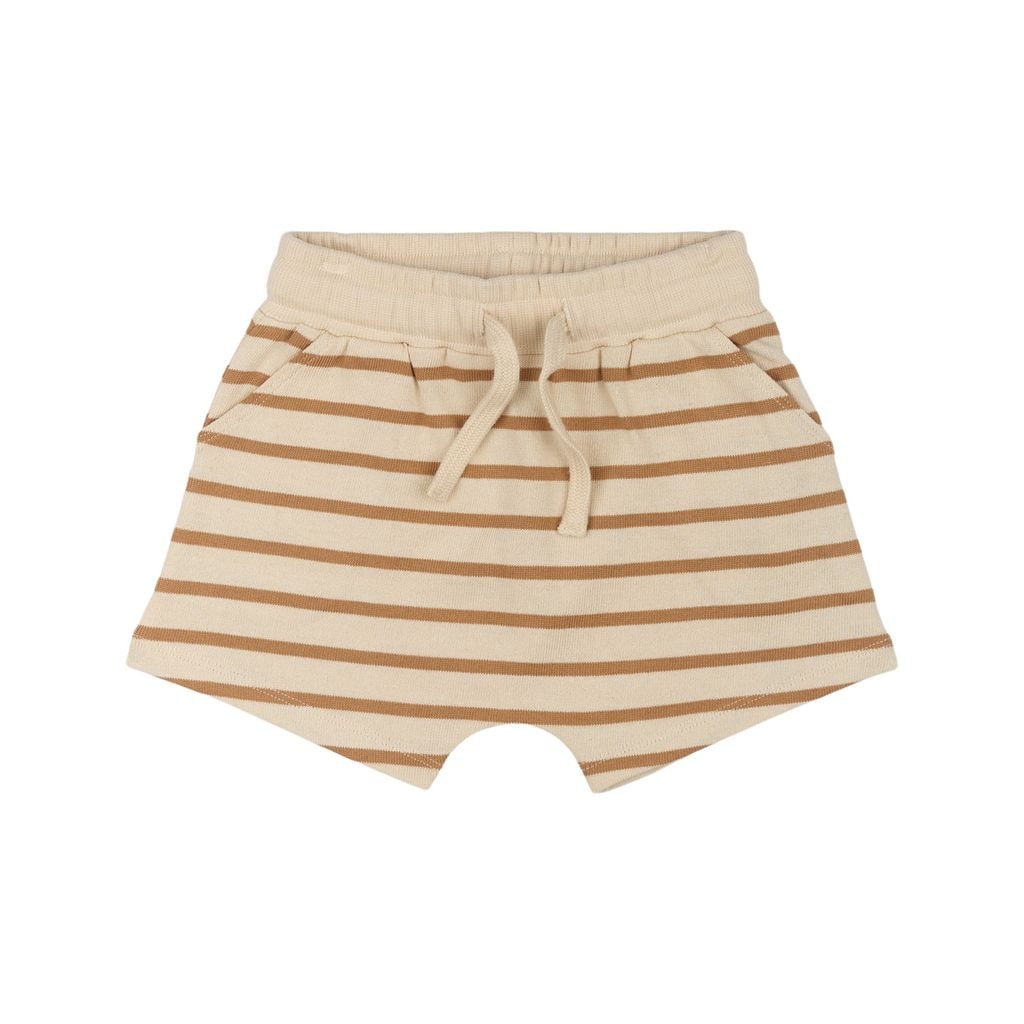 GOTS Nat Uni Shorts Indian Tan Striped
