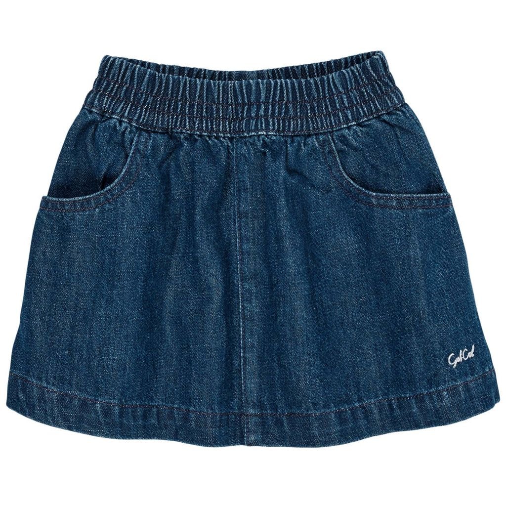 Organic Cotton Skirt Dark Indigo Blue Washed