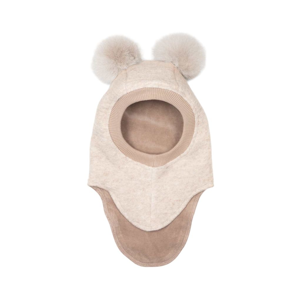 Balaclava w. Alpaca Pompoms Sand Melange