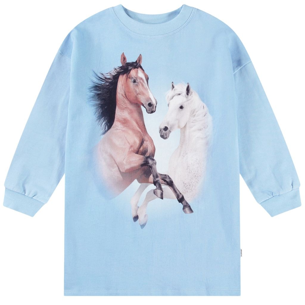 Cyrella Long-Sleeved Dress Bleu Horses