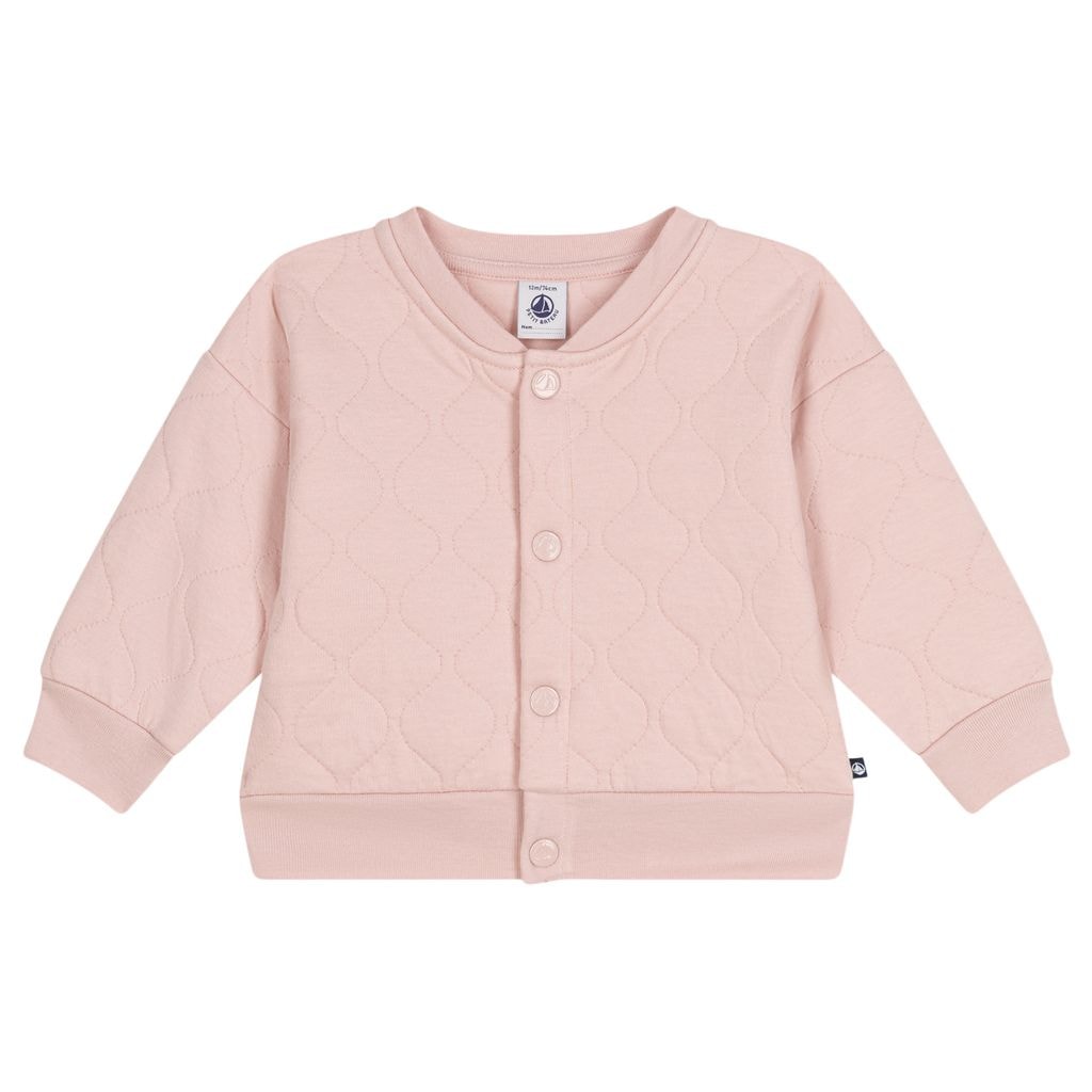 Quilted Tube Knitted Baseball Jacket Saline Pink