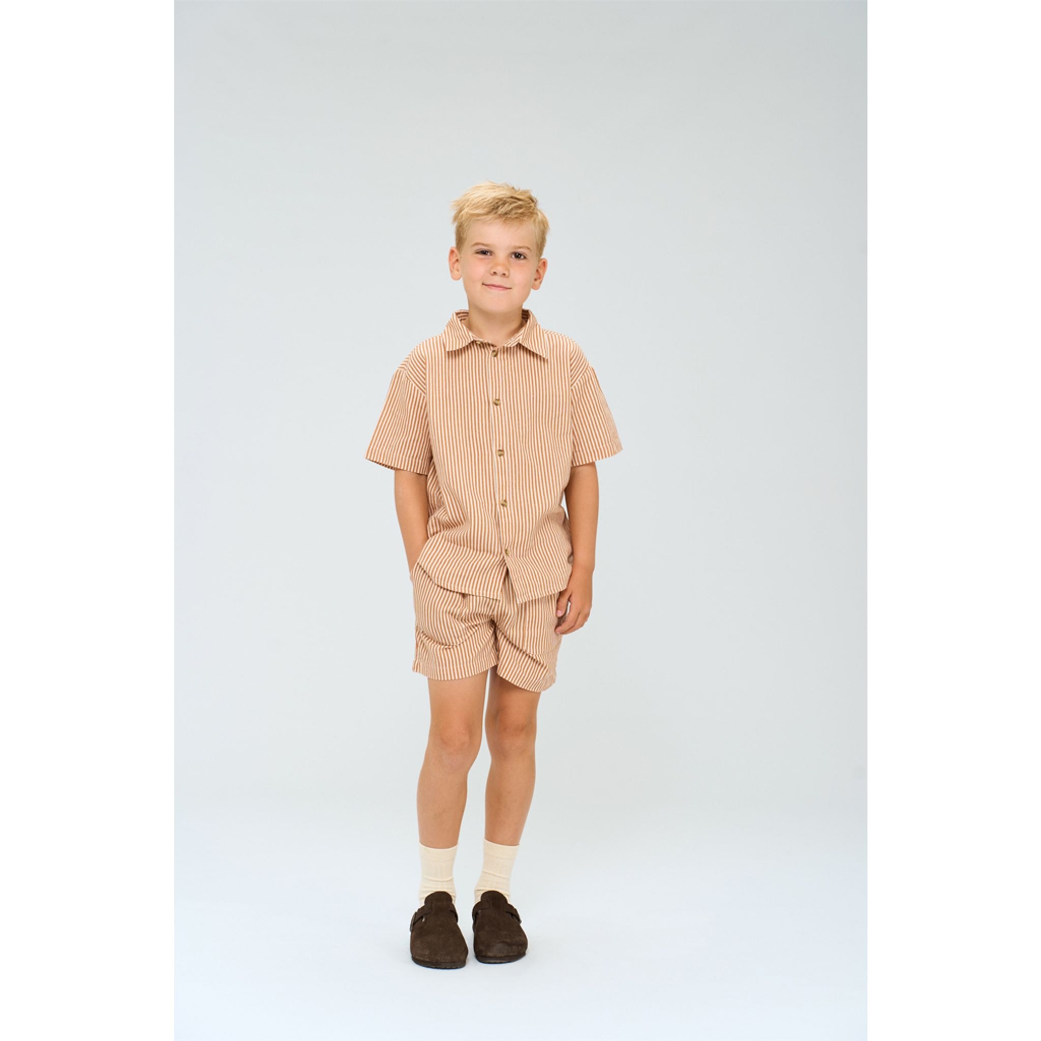 Ollie Skjorta Indian Tan Striped