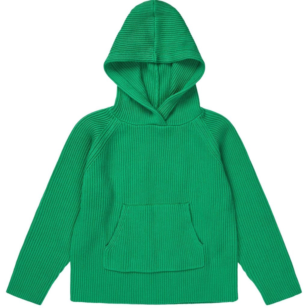 Rib Knitted Hoodie Basil