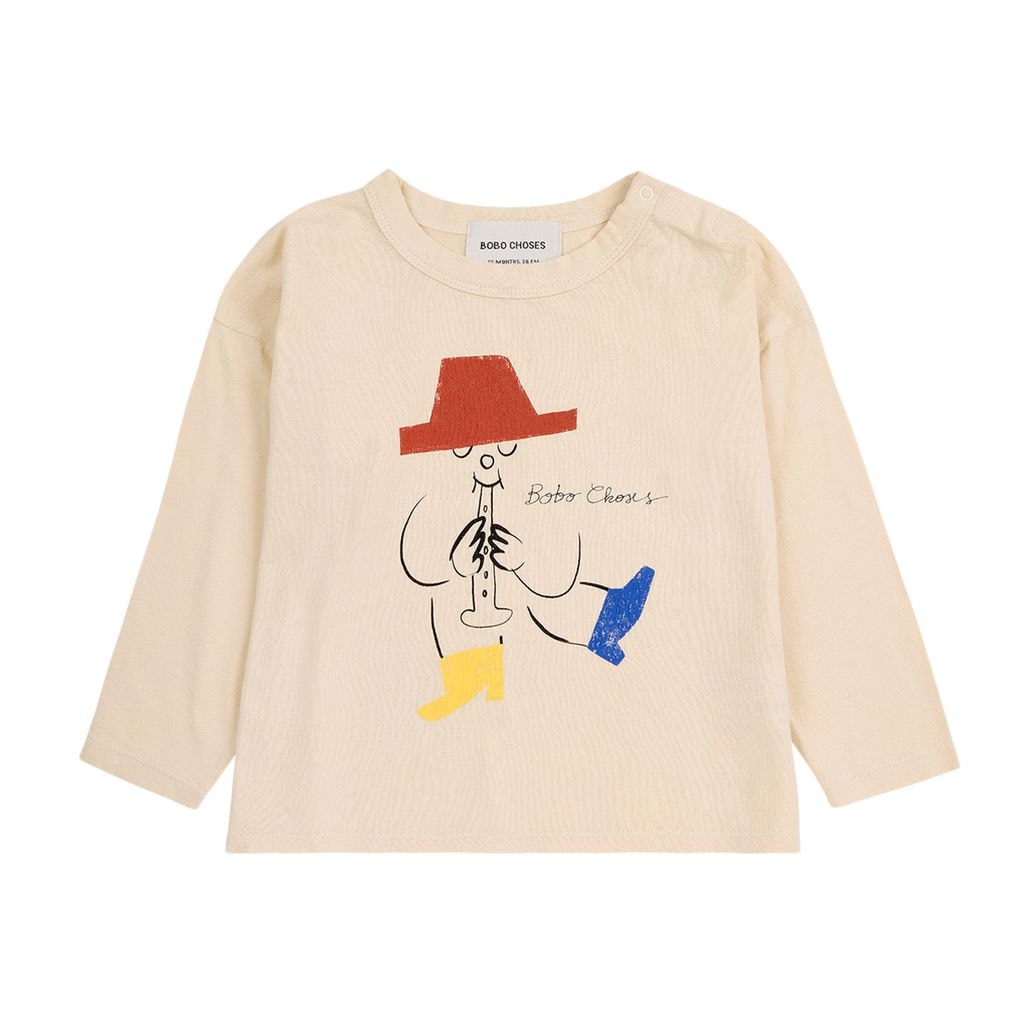 Magic Flute Player Long Sleeved Baby T-Shirt Off-white