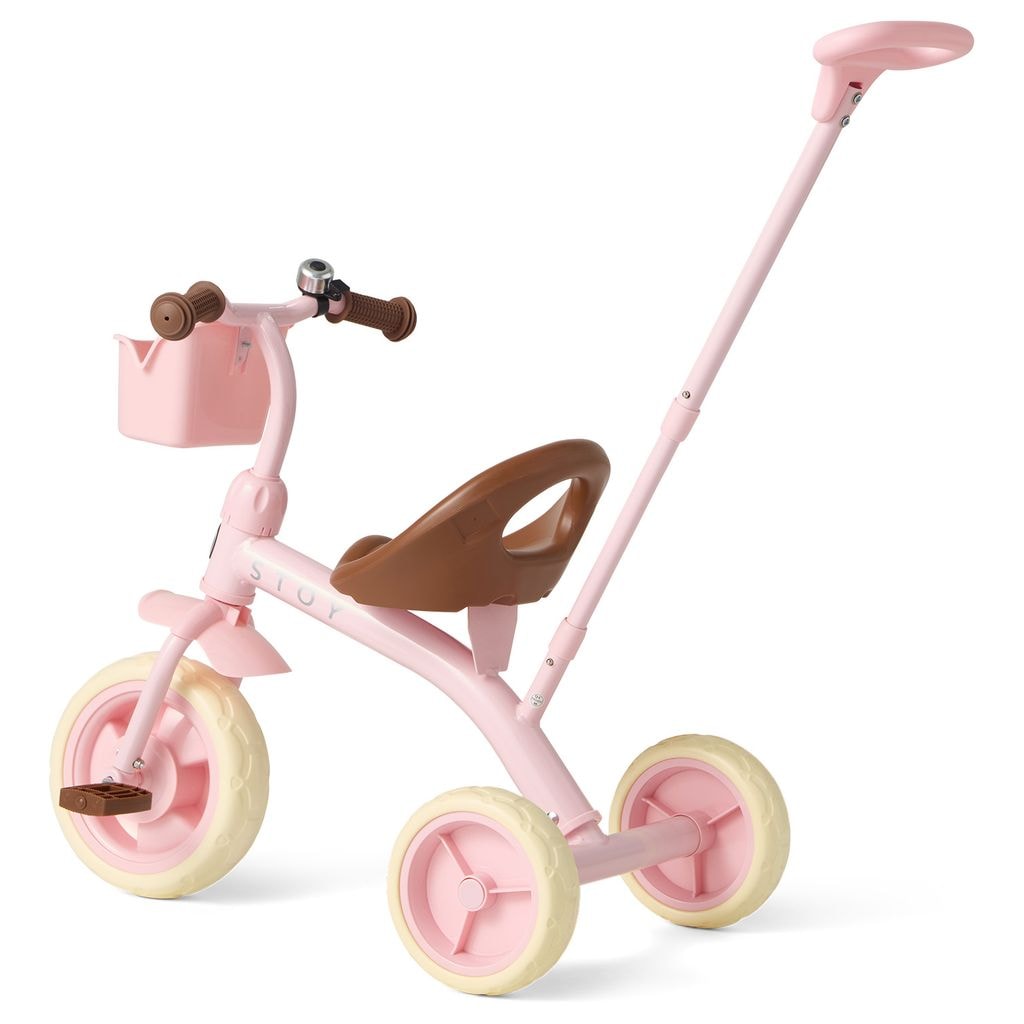 Vintage Trehjuling Med Föräldrahandtag Candy Pink