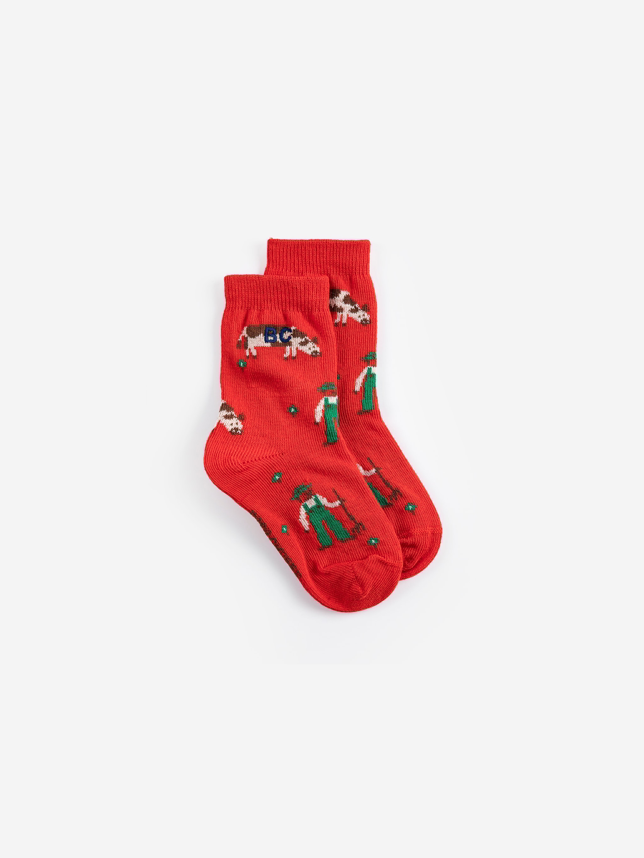Farm Adventure All Over Short Socks Red 