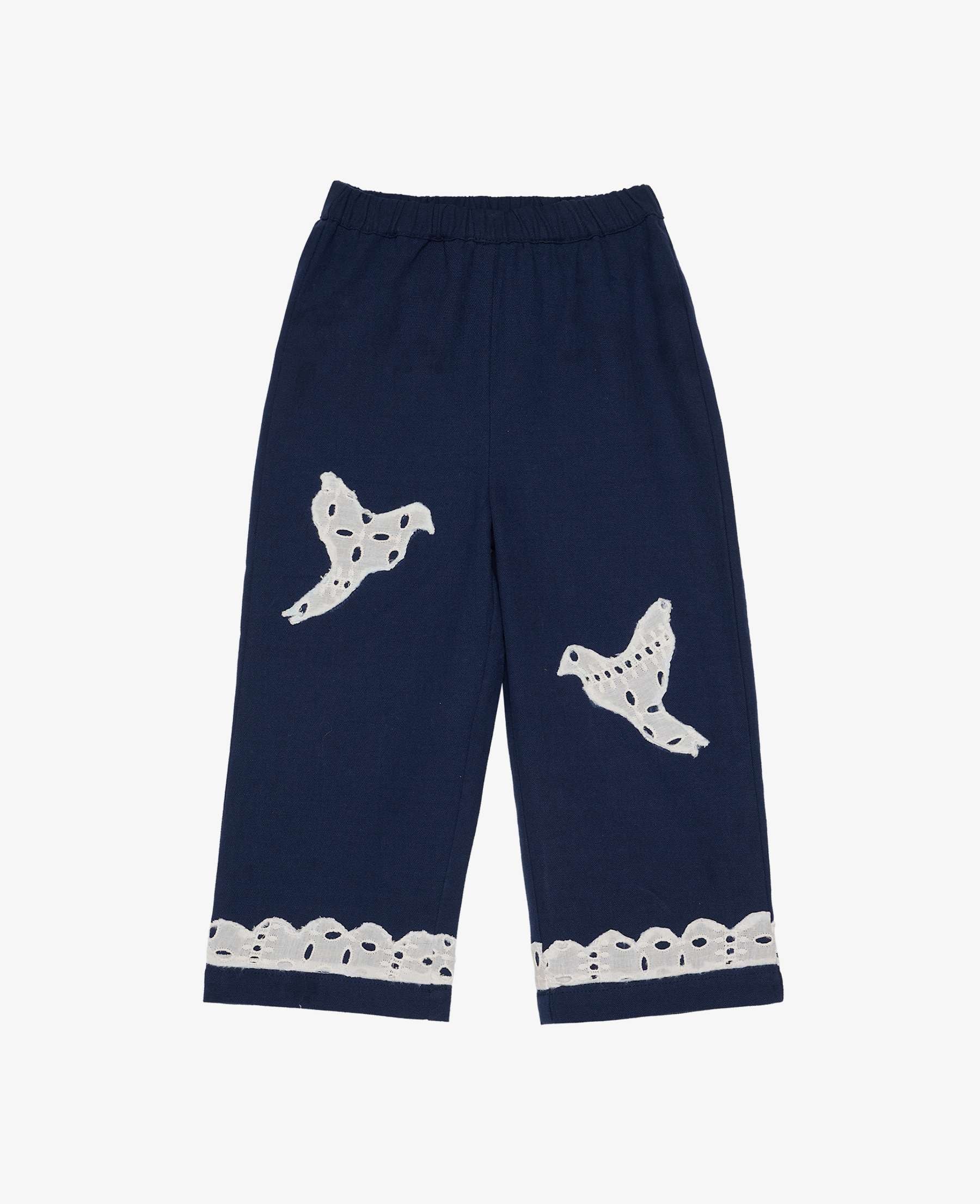 Oda MINI Housut Beige Navy Birds