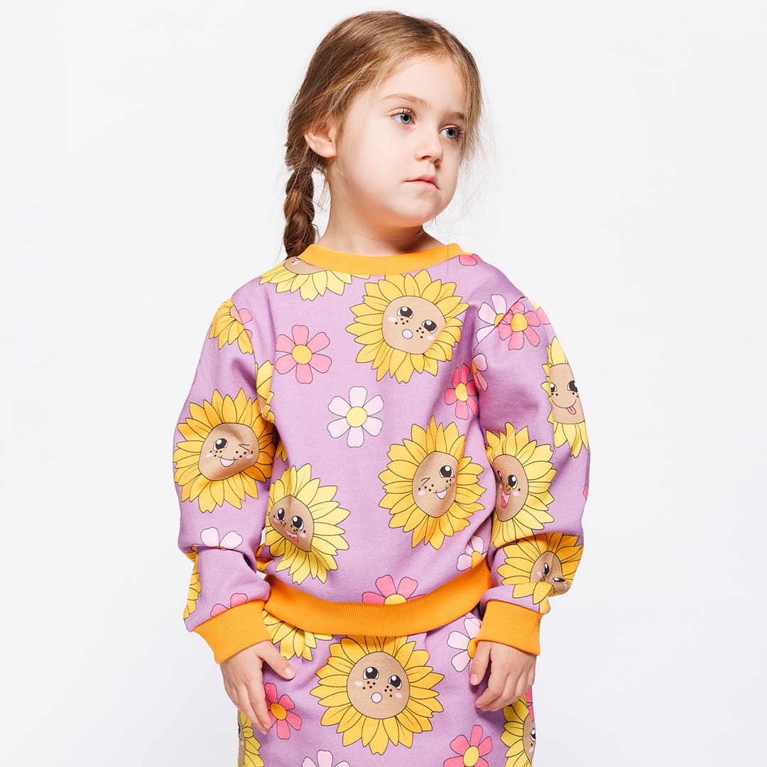 Hidden With Sunflowers Sweatshirt Purple Iris