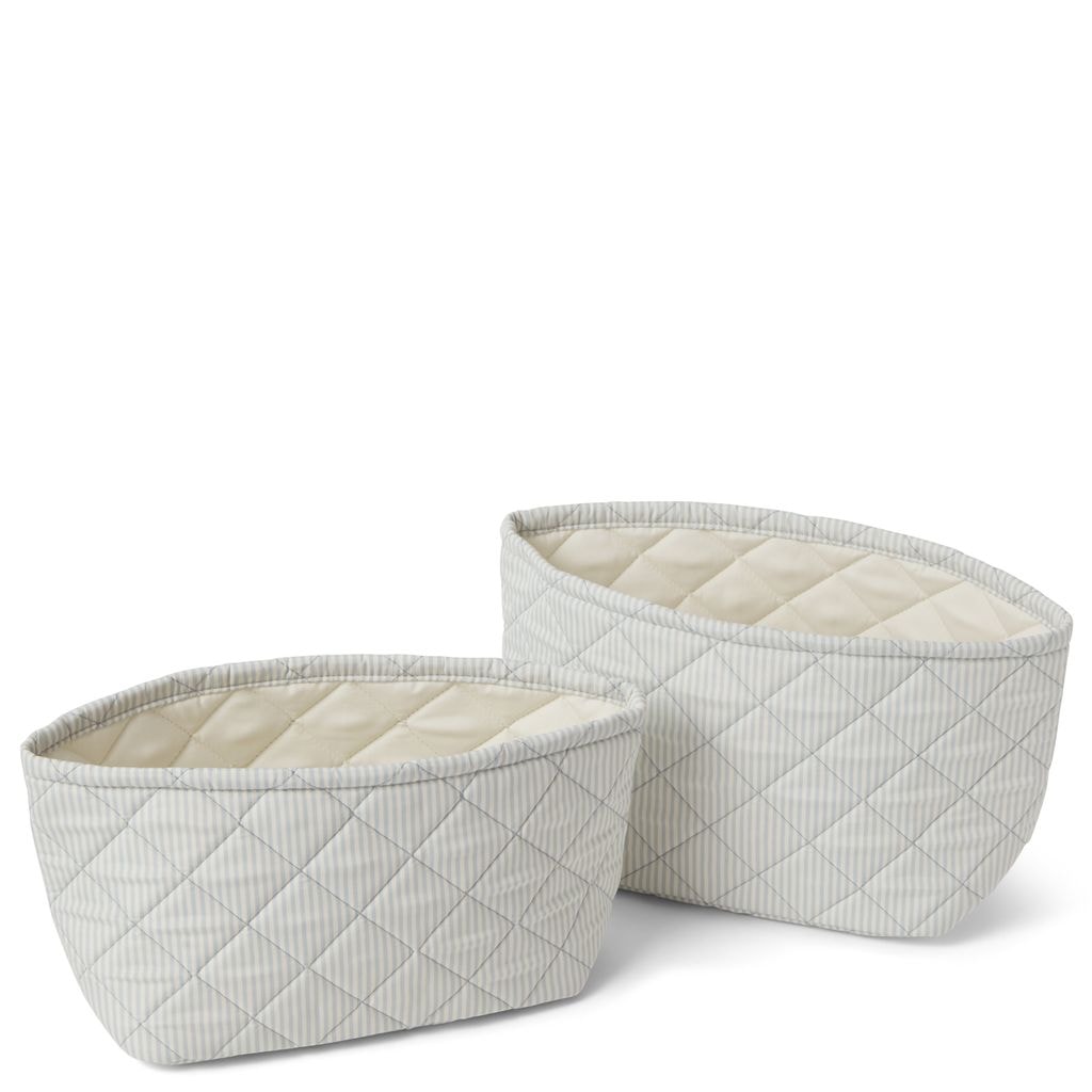 2-pack Randiga Quiltade Förvaringskorgar Blå