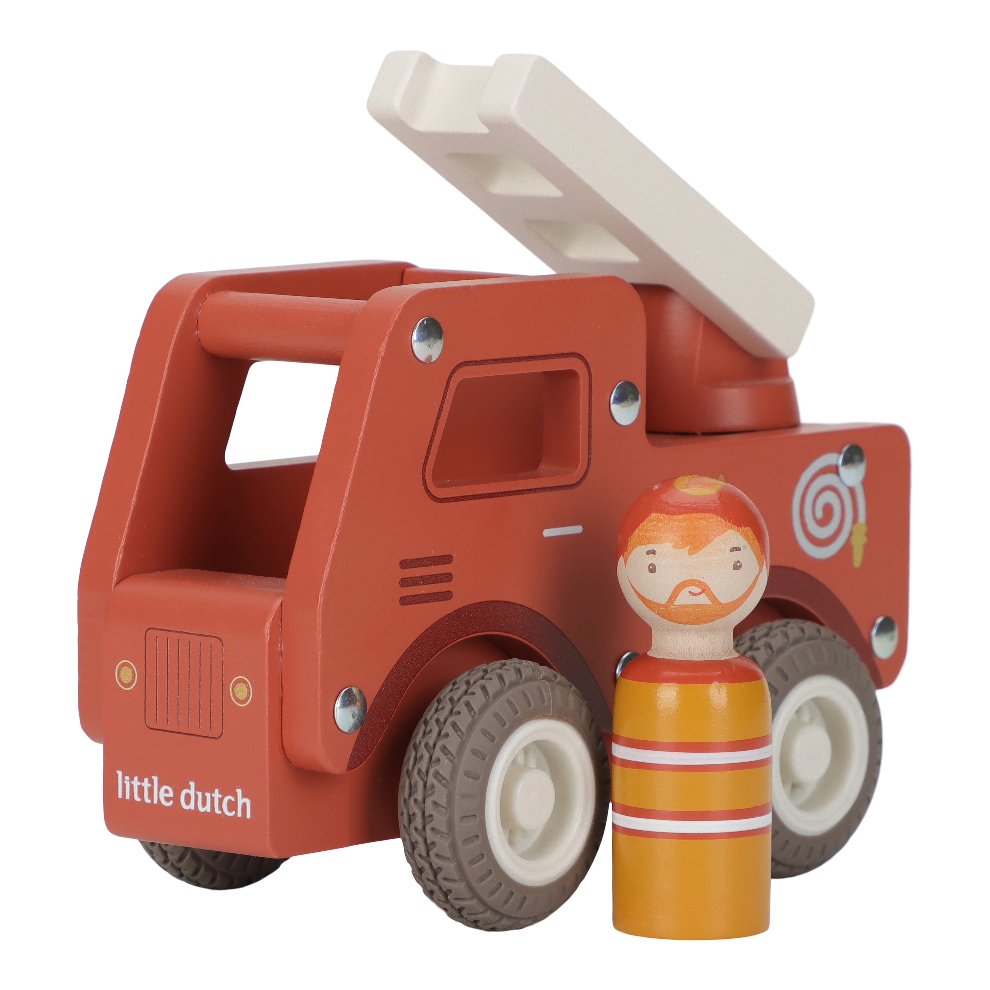 Fire Truck With Wooden  Figure Red 
